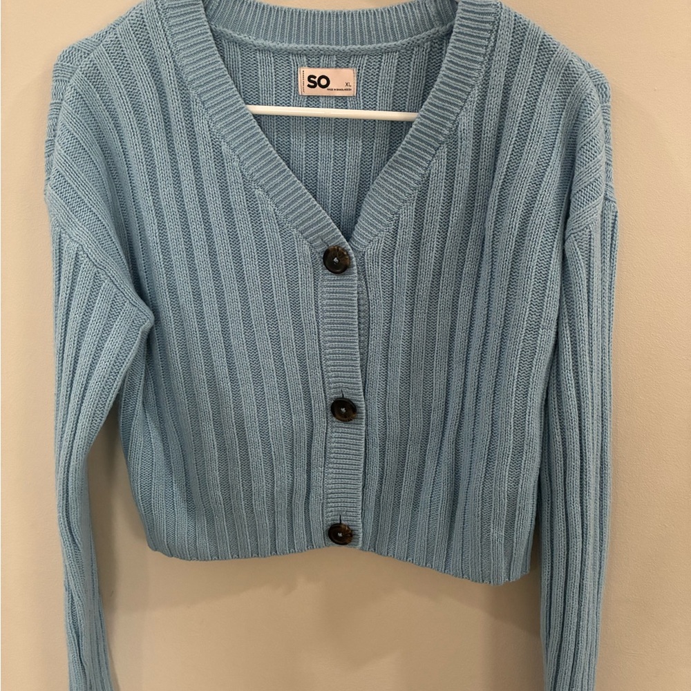 SO Kids Light Blue Ribbed Cardigan